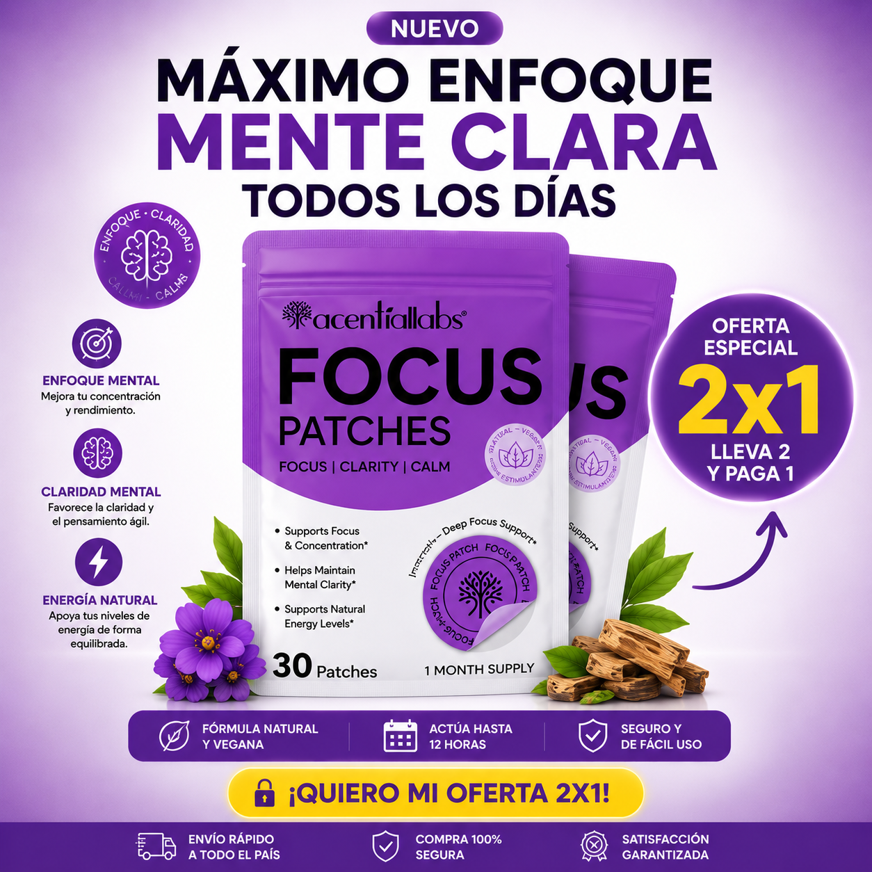 Parches de enfoque™ | Apoyo Diario para Estudio, Trabajo y Productividad.